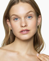 Petite Pavé Huggie Hoop Earrings in 18K Yellow Gold with Emeralds, 12mm